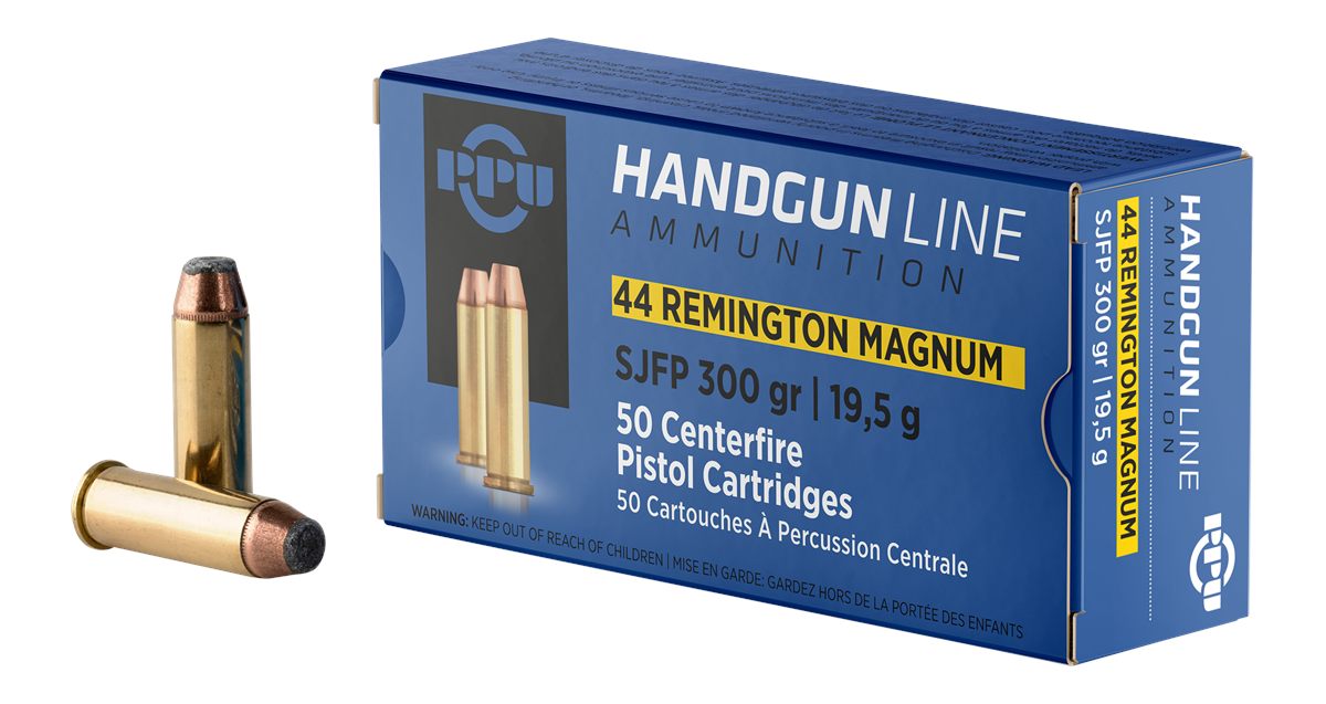 PPU PPH44MF Handgun 44 RemMag 300gr Semi Jacketed Flat Point 50 Per Box/10