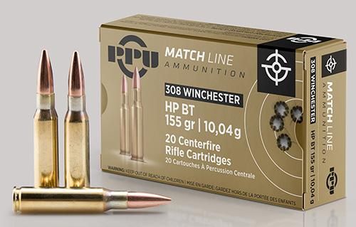 TRZ Trading PPU Match Rifle Ammunition .308 WIN. 155 gr HPBT 2610 fps 20/ct