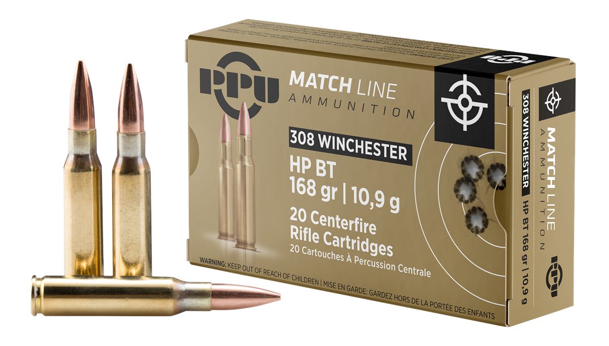 PPU PPM3082 Match 308 Win 168gr Hollow Point Boat Tail 20 Per Box/10 Case