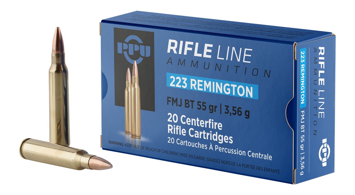 PPU PP223F1 Standard Rifle 223 Rem 55gr Full Metal Jacket Boat Tail 20 Per