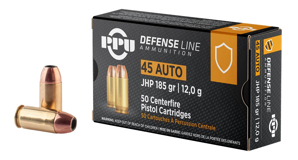 Prvi Partizan PPU PPD45 Defense 45ACP 185gr Jacketed Hollow Point 50 Per Bo