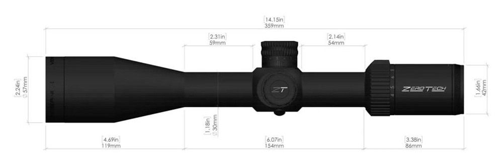 ZeroTech Optics Vengeance Rifle Scope 4-20x50mm FFP 30mm Tube PHR II Non-Il view 4
